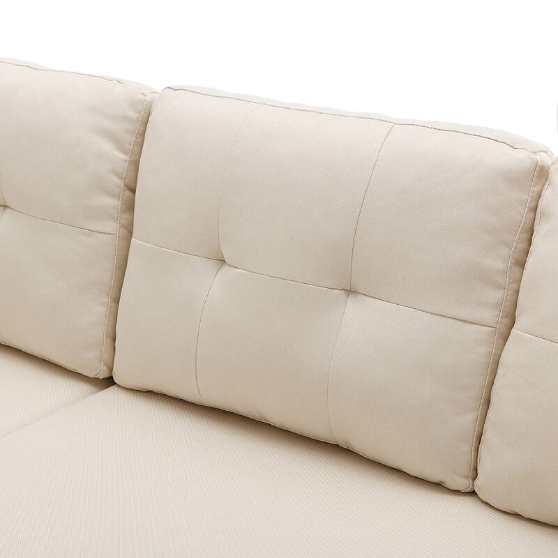 Linen L-Shaped 3-Seat Sofa Convertible Sectional Sofa