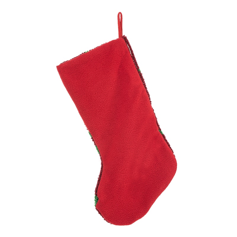 Glitzhome 20.00"L JOY Hooked Merry Christmas Stocking - 20"L