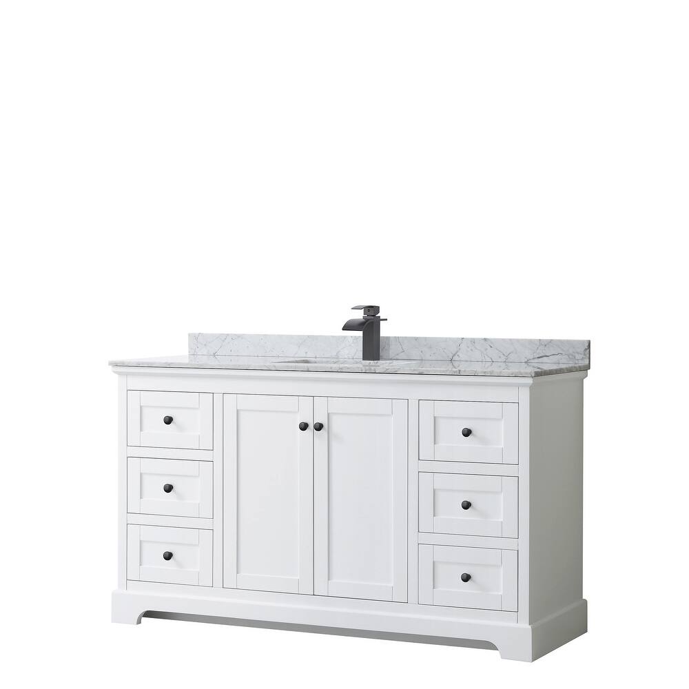 Avery 60-inch Single Vanity, Marble Top, Square Sink, No Mirror