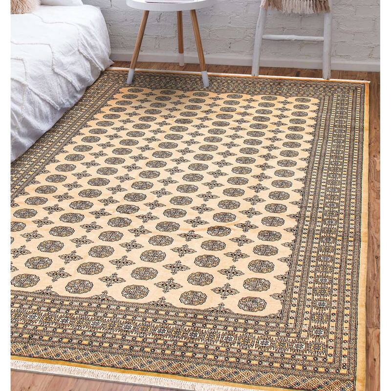 ECARPETGALLERY Hand-knotted Finest Peshawar Bokhara Ivory Wool Rug - 9'3 x 11'10