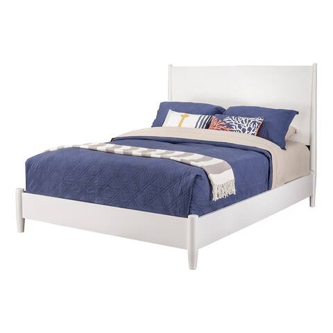 California King Platform Bed with Panel Headboard, White