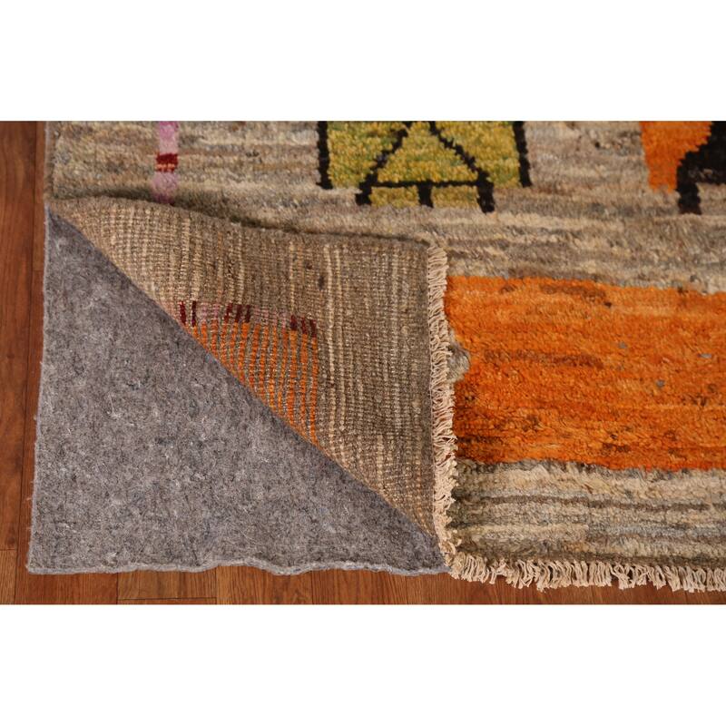 Geometric Moroccan Oriental Area Rug Handmade Brown Wool Carpet - 5'9" x 7'7"