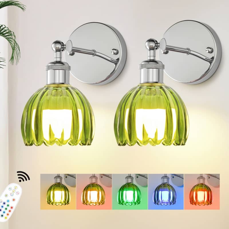 Adjustable Vintage Wall lamps with Tulip glass Chrome Fixtures and Switches are ideal for Bedroom corridors or Entrances