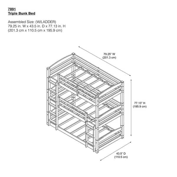 Avenue Greene Nola Triple Twin Wood Bunk Bed