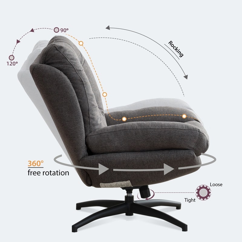 Swivel Accent Chair with Ottoman Rocker Chairs Ottoman Set Rocking Glider Lounge Reading Chair Footrest for Living Room Green