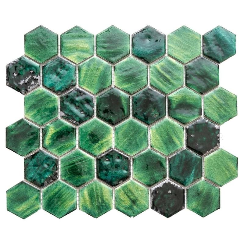 Agate 2x2 Glossy Porcelain Hexagon Mosaic Tile - Wall & Backsplash