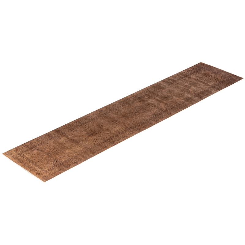 Fine Vibrance One-of-a-Kind Hand-Knotted Runner Rug - Brown, 2' 8" x 12' 4" - 2' 8" x 12' 4"
