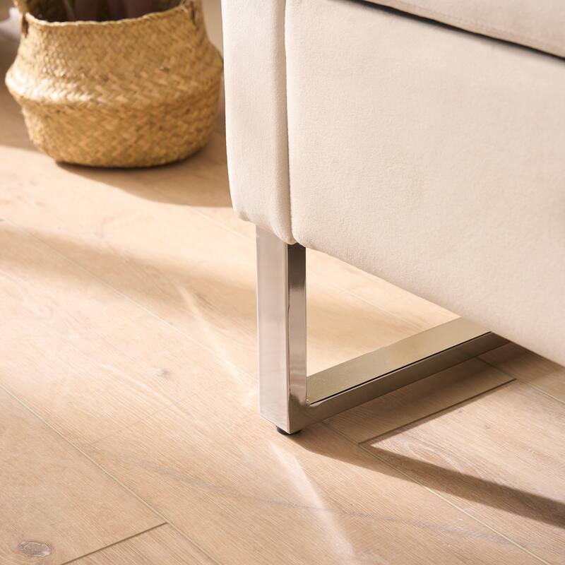 Storage Bench with Armrests, Velvet Upholstered End of Bed Bench, Entryway Bench with Hidden Storage Compartment