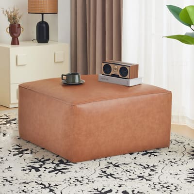 Square PU Leather Ottoman