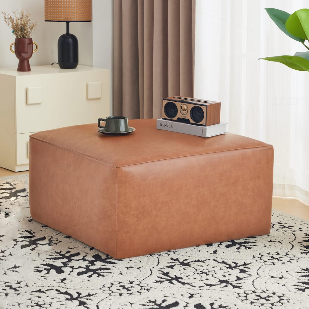 Square PU Leather Ottoman