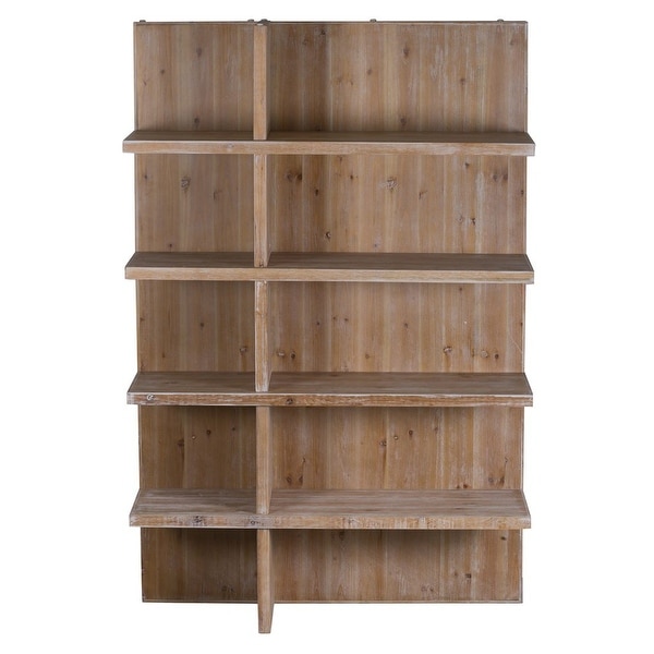 70" Brown Four Tier Natural Finish Contemporary Standing Shelf - N/A