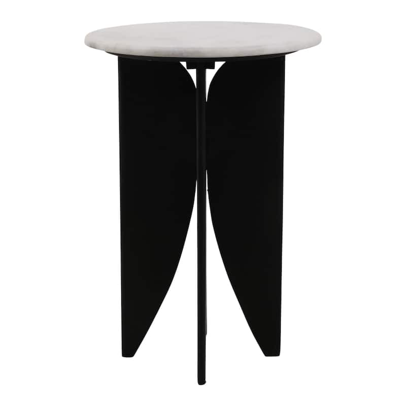Contemporary Round Pedestal Stone Top Accent Table - 24"