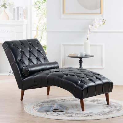 PU Leather Chaise Lounge Chair with Tufted Back - 60.24" L x 25.39"W x 32.28"H