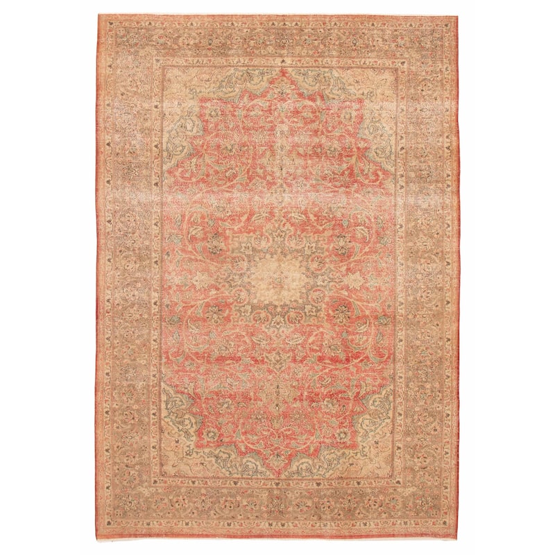 ECARPETGALLERY Hand-knotted Antalya Vintage Red Wool Rug - 8'0 x 11'7 - Red - 8'0 x 11'7