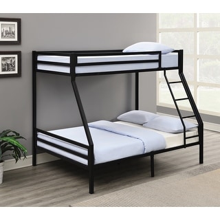 Kinsey Matte Black Bunk Bed with Ladder - Overstock - 33352597