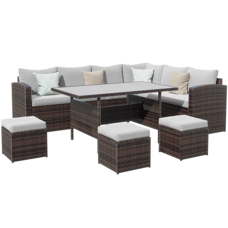 Wicker 8-Person Outdoor Seating Group with Cushions