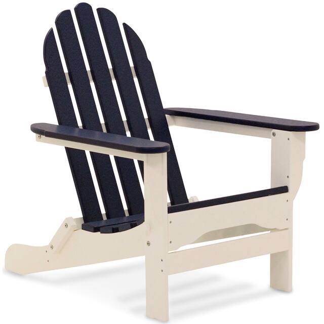 Nelson Recycled Plastic Folding Adirondack Chair - by Havenside Home - Navy / White