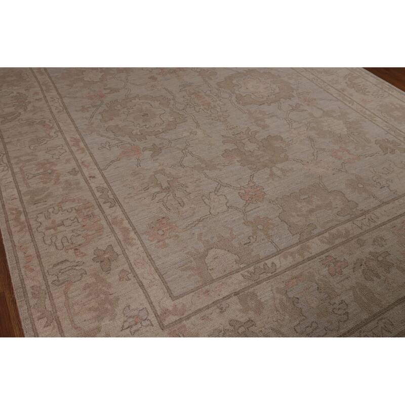 Floral Oriental Oushak Turkish Area Rug Hand-Knotted Wool Carpet - 7'9"x 10'3"