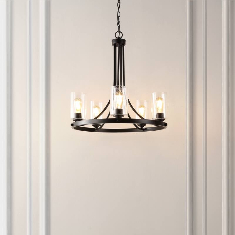 SAFAVIEH Lighting Dilbar 25" Modern & Contemporary Chandelier (5-Bulb) - 25" W x 25" D x 88" H - Black