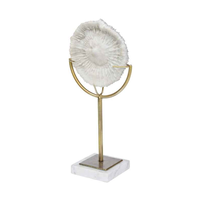 White and Gold Coastal Sculpture - 4" W x 8" D x 15" H