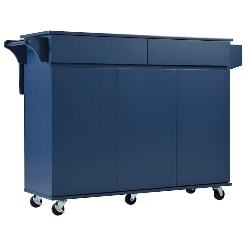 Roomfitters 53.2'' Kitchen Island with Drop Leaf, Kitchen Storage Cart with Spice Rack, Towel Rack and 2 Drawers