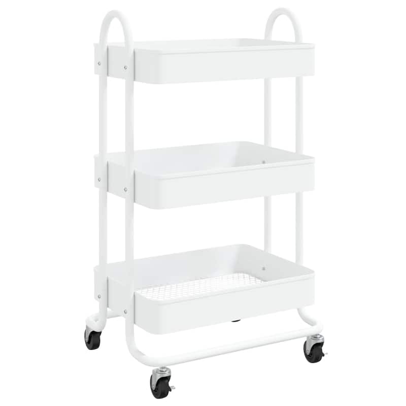 vidaXL Trolley 3-Tier Kitchen Trolley Kitchen Island Storage Utility Cart - 16.9" x 13.4" x 31.1"