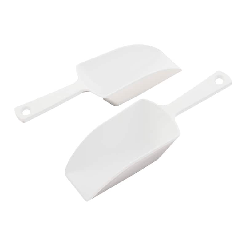 Home Bar Bakery Kitchen Plastic Flour Food Sugar Spice Ice Shovel Scoop 2pcs - White