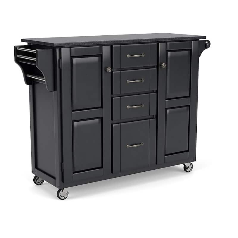 Homestyles Create-A-Cart Black Wood Kitchen Cart - 48" x 18" x 36" - Kitchen Cart - Granite/Marble - Black