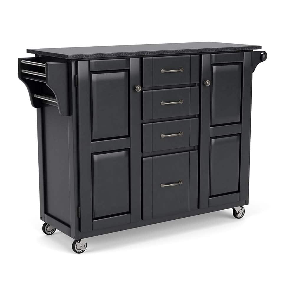 Homestyles Create-A-Cart Black Wood Kitchen Cart - 48" x 18" x 36"