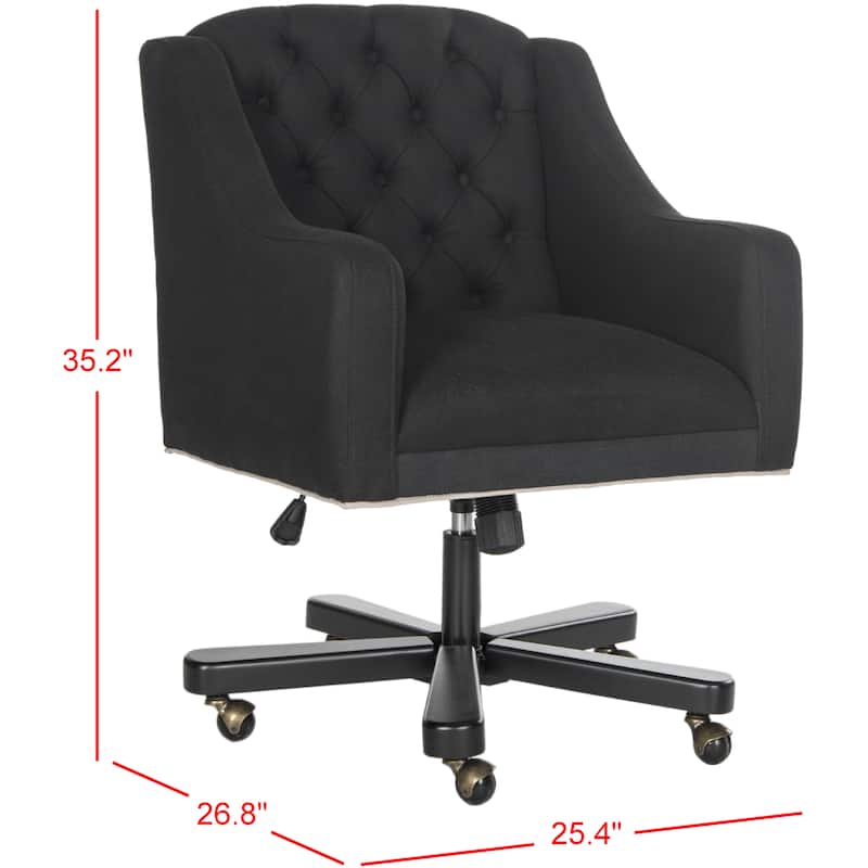 SAFAVIEH Salena Adjustable Swivel Black/ Taupe Desk Chair - 25.4" x 26.8" x 35.2" - 25Wx27Dx35H