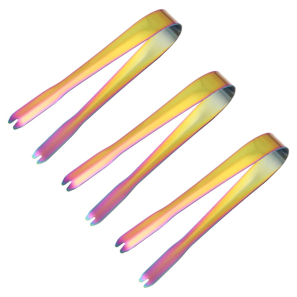 Serving Tongs, 3pcs 5.2 Inch Stainless Steel Ice Tongs for Dessert - 5.2 Inch
