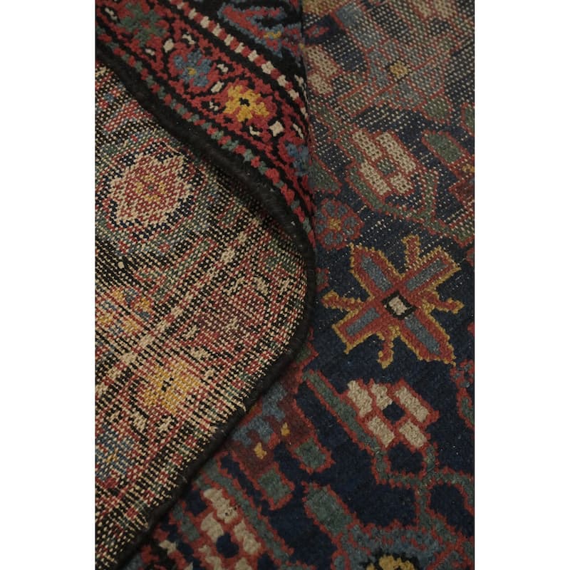 Hand Knotted Oriental 100% Wool Carpet Traditional Geometric Navy Blue & Blues Bakhtiari Area Rug - 13' 4'' X 5' 6''