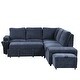 preview thumbnail 10 of 58, L Shaped Polyester Sectional Sofa with USB Ports and Cup Holders