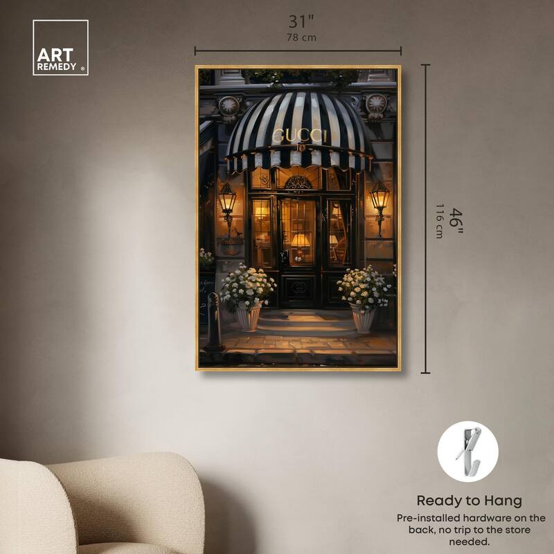 Elegant Night Time Store Visit Canvas by Art Remedy