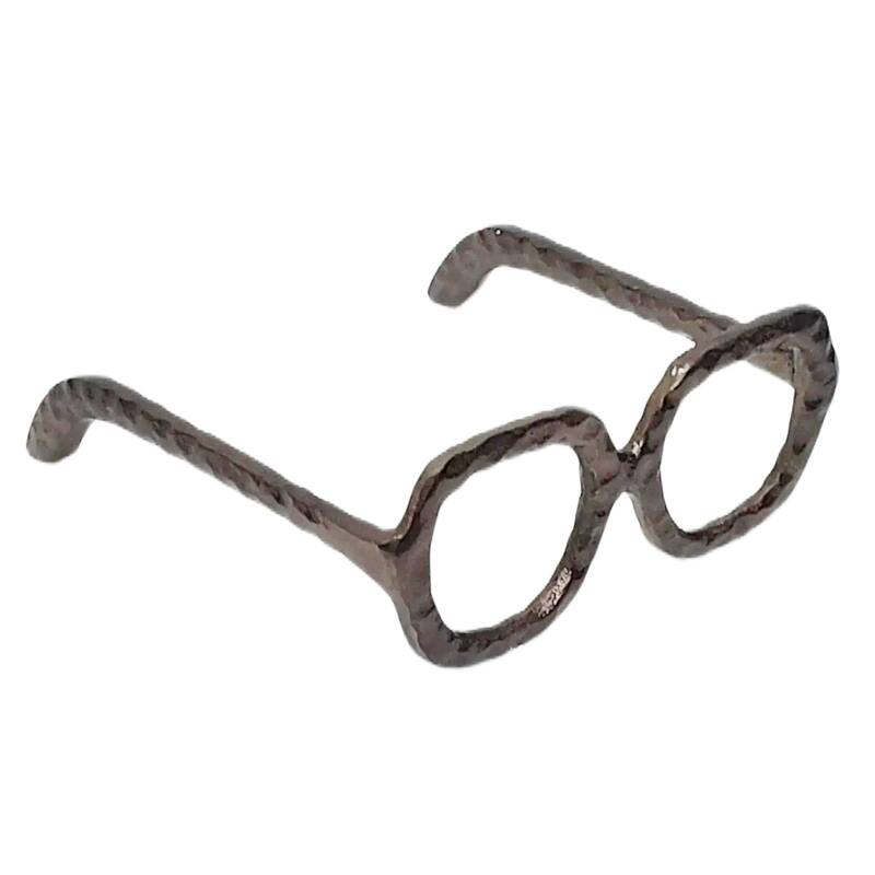 Metal Decorative Object Eyewear-Shaped Sculpture with Textured Design