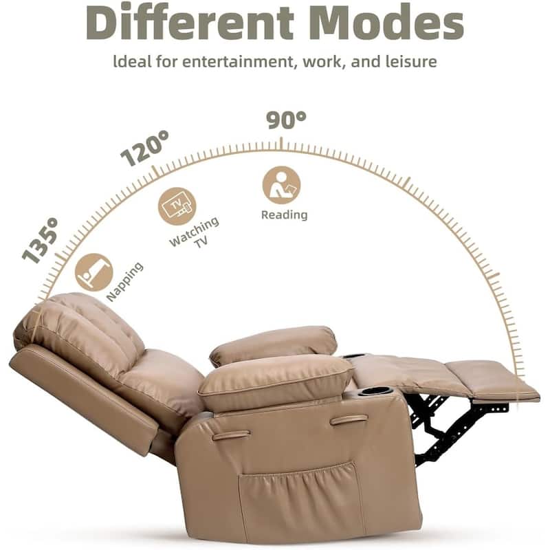 Oversized360° Swivel Recliner Chairs with Heat and Massage