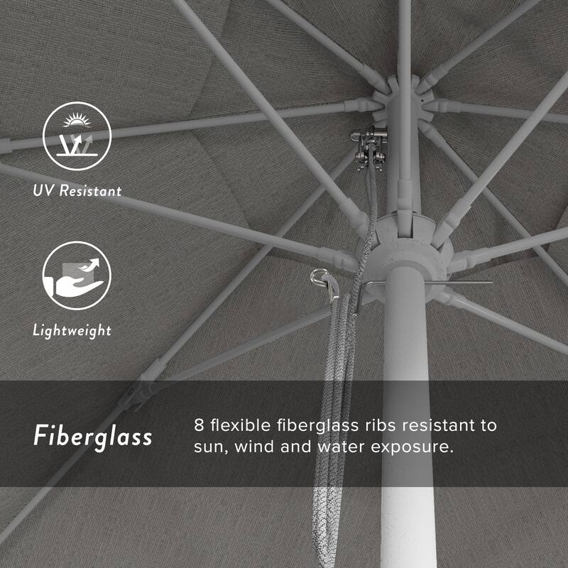 California Umbrella 11' Venture Series Patio Umbrella,White Aluminum Pole Fiberglass Ribs Pulley Lift Olefin