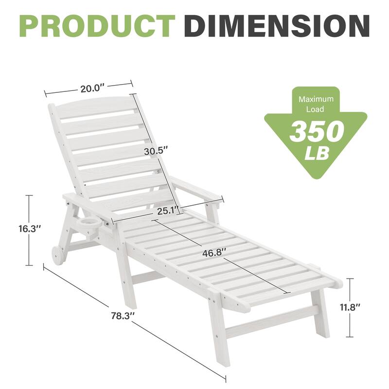 HDPE Frame Adjustable Backrest Patio Lounge Chair