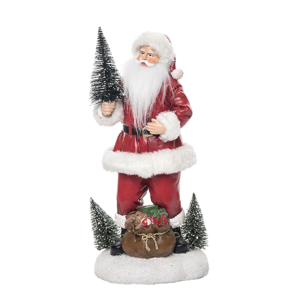 Transpac Resin 12.75 in. Multicolor Christmas Bottle Brush Santa Figurine