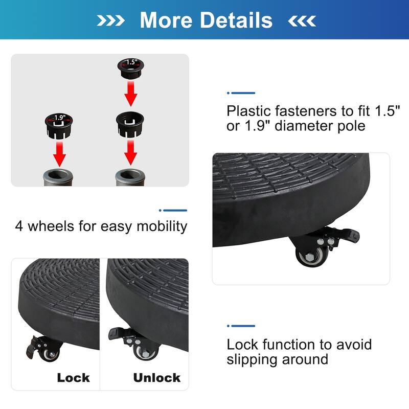 Free Standing Round Patio Umbrella Base with Wheels