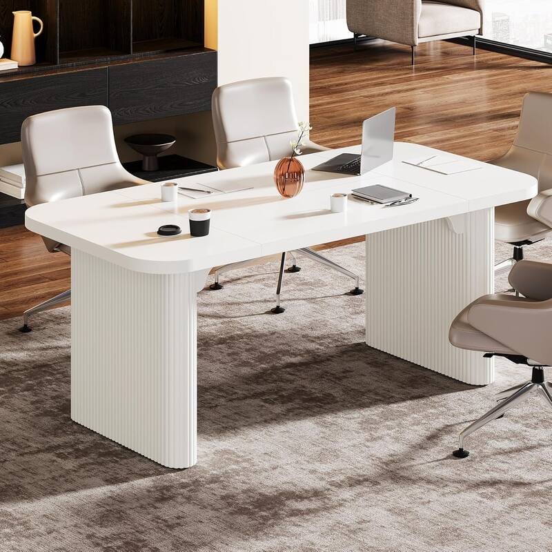 62-Inch Wood Rectangular Executive Desk Large Modern Conference Table for Home Office Boardroom