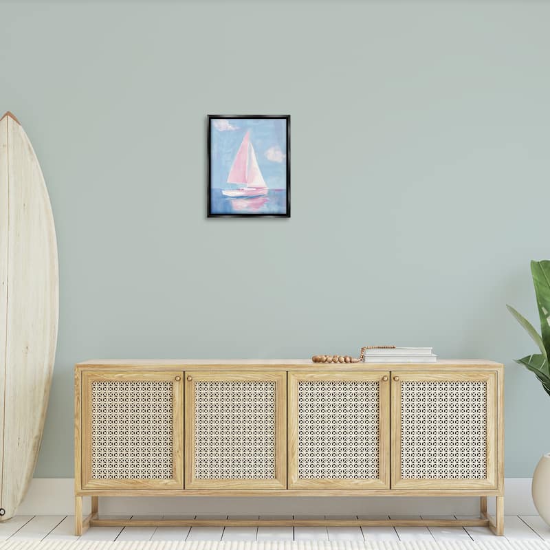 Stupell Muted Pink Sailboat Framed Floater Canvas Wall Art Design By Arlington Prints