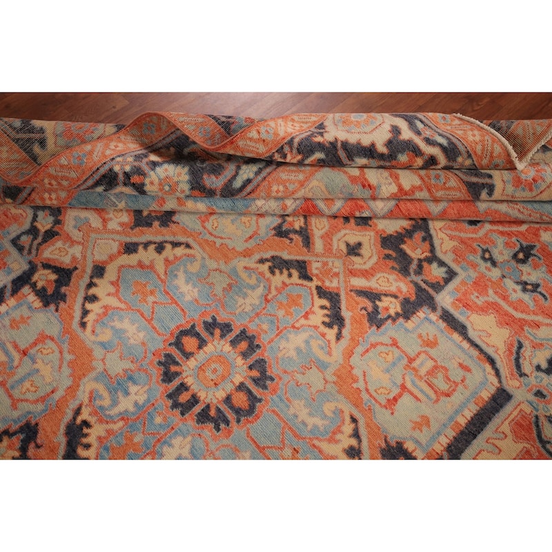 Vegetable Dye Heriz Serapi Area Rug Handmade Oriental Wool Carpet - 9'1" x 12'0"