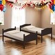 preview thumbnail 1 of 6, Kid Bed Frame Wooden Versatile Twin over Twin Bunk Bed with Arched Headboard Espresso