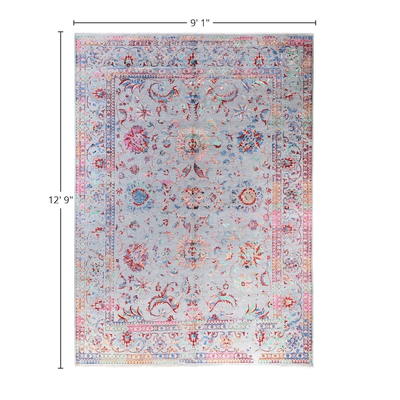 Ikat One-of-a-Kind Hand-Knotted Area Rug, Blue - 9' 1" x 12' 9"
