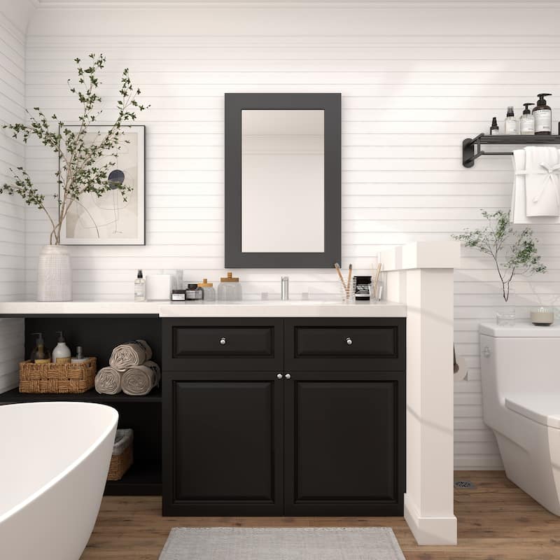 Black Wooden Room Wall Mirror