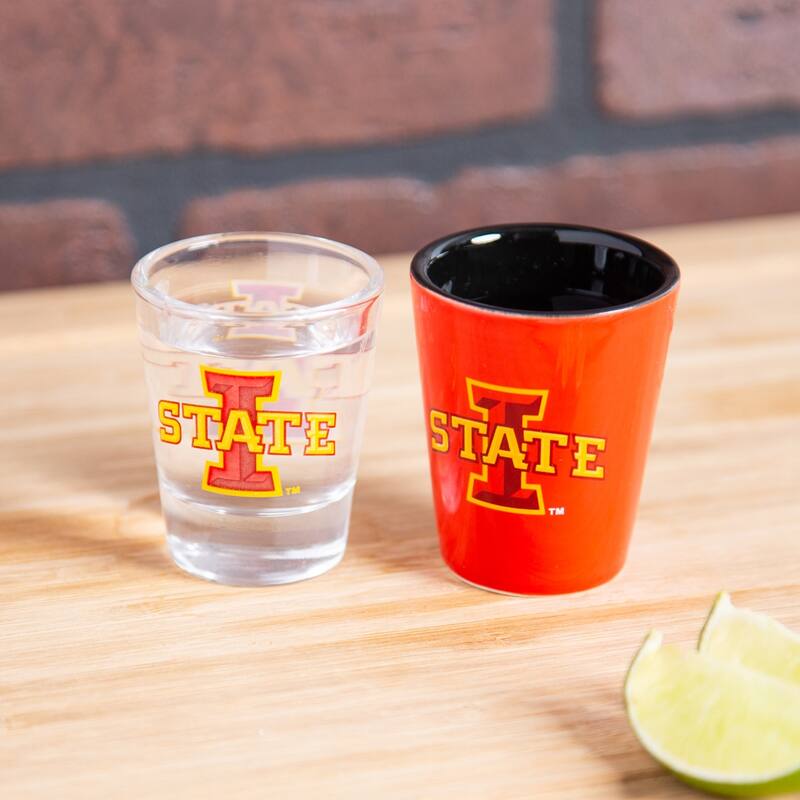 4-Piece Ceramic and Glass 2 oz. Shot Glass Set, Iowa State University