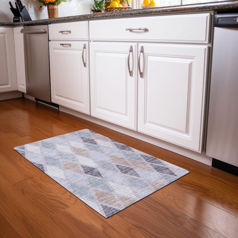 Premium Washable Super Soft Mosaic Diamonds Mayfield Rug - Lavender - 1'8" x 2'6"