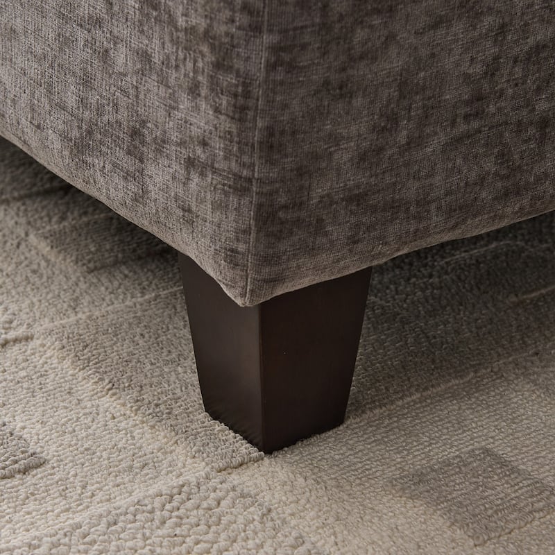 96.5" L-Shaped Chenille Sectional Sofa with Storage and Movable Ottoman