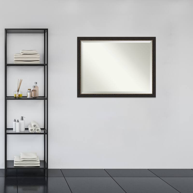 Beveled Bathroom Wall Mirror - Accent Bronze Narrow Frame
